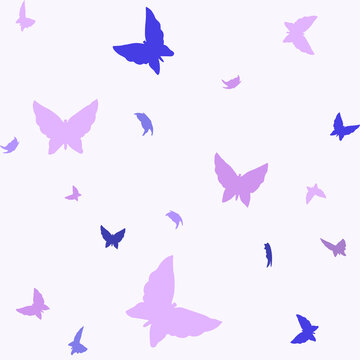 seamless patterns with the image of butterflies in pink shades and different sizes for printing on fabrics and for wall decoration