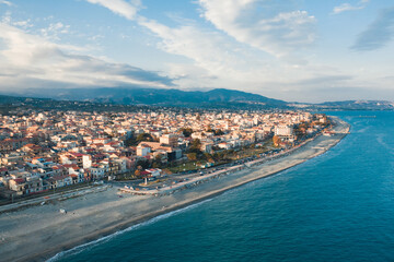 Naklejka na ściany i meble Aerial view of the city of Siderno. Calabria Italy