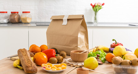 packages of groceries from delivery