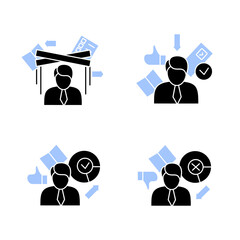 Obraz na płótnie Canvas Election glyph icons set. Winner, loser, candidate, political puppet . Choice, vote concept. Democracy. Parliamentary elections.Filled flat signs. Isolated silhouette vector illustrations