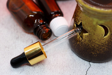 Aromatherapy. Pipette and aroma oils for spa treatments