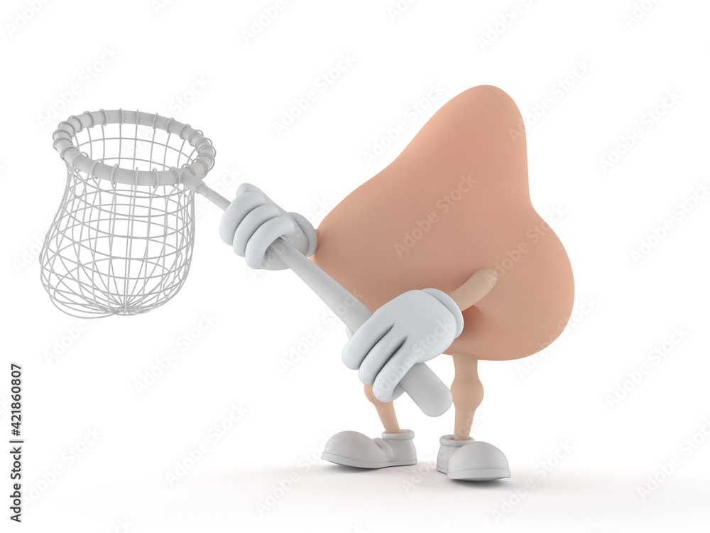 Poster nose character holding net