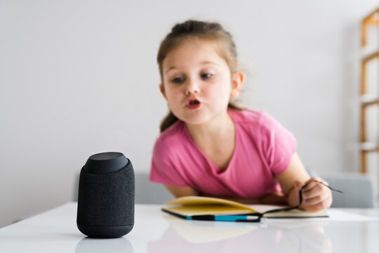 Child Kid Using Smart Speaker