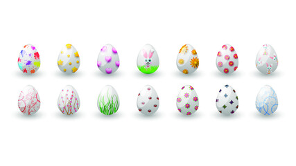 Collection Easter Holiday Set Color Eggs Vector Celebration Design Style