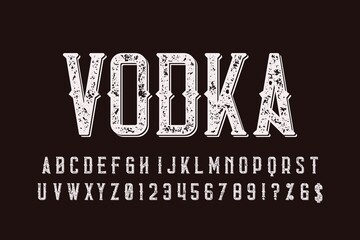 vector alphabet vintage font, typeface design, dark and white style background