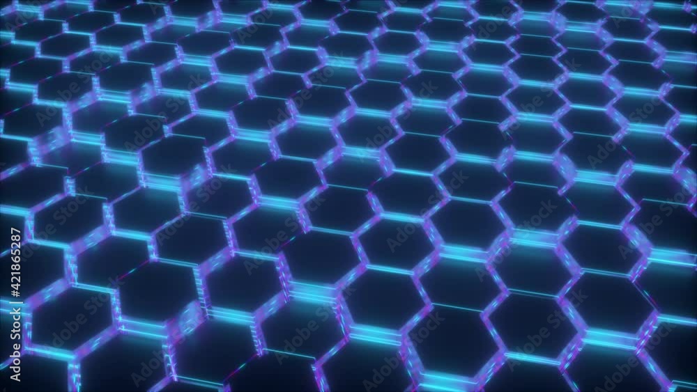 Aufkleber 3d rendering of abstract glowing background. computer generated neon hexagonal