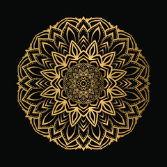 Luxury Mandala Islamic Background with Golden Arabesque Pattern with Black background