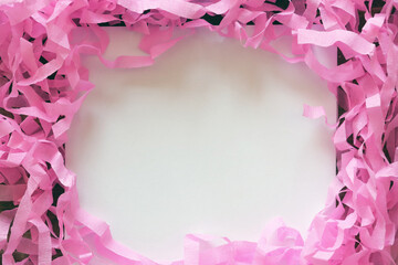 Pink background with paper card note