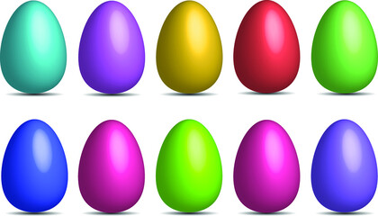 Easter eggs isolated on white background. Set of easter eggs pastel colors decorative. Vector illustration