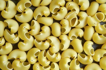 Close-up on a pile of pasta. View from the top.