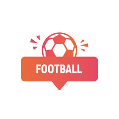 Football logo, sticker, button design. Football sticker template for social media. Trendy modern design with soccer ball icon. Vector illustration 