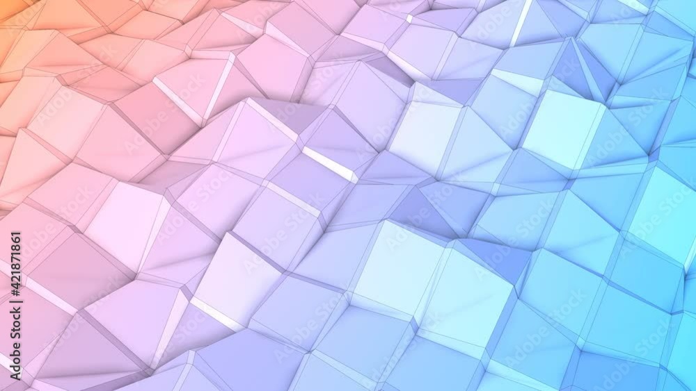 Poster looped animated low poly background. deforming surface. 3d render