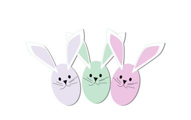 Easter bunny eggs pastel colors on the white background , vector illustration.