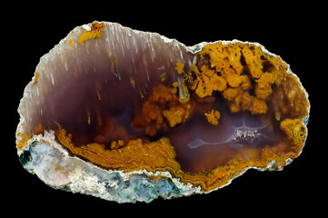 A cross-section of agate. Micro-stalactite agate. Origin: Rudno near Krakow, Poland.