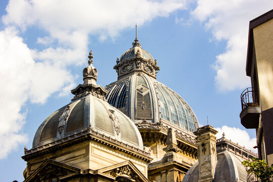 A view of Palace of the Deposits and Consignments with blue sky in the background, Bucharest, Romania