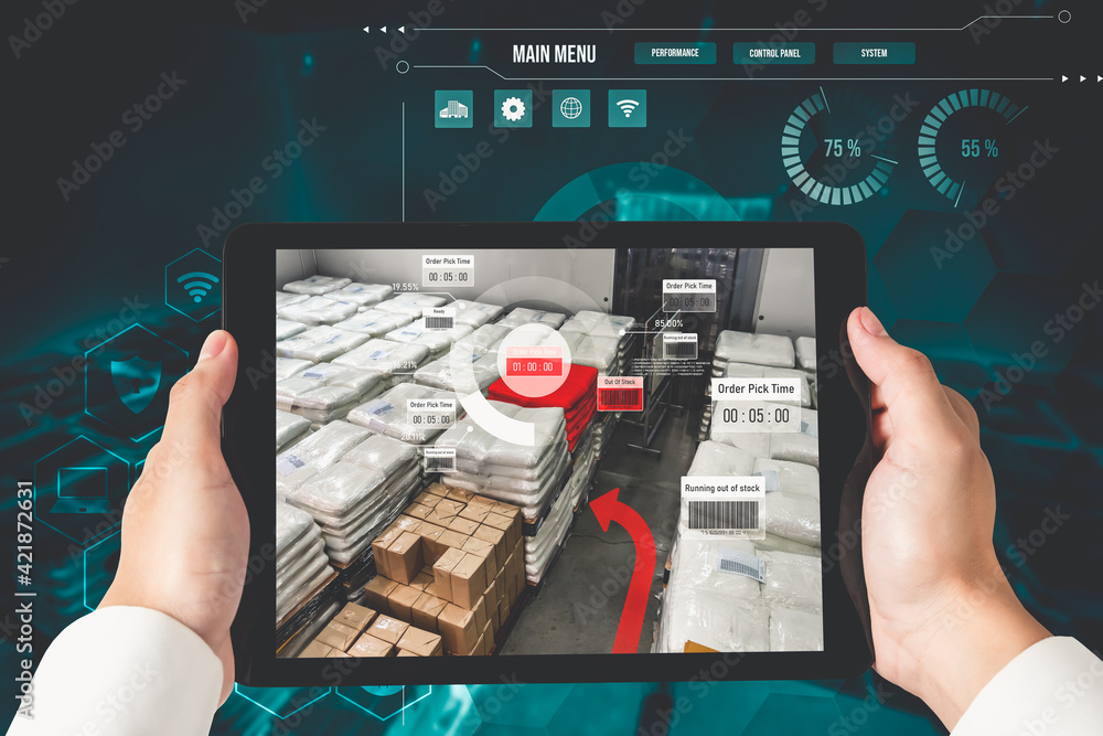 Aufkleber smart warehouse management system using augmented reality technology to identify package picking and