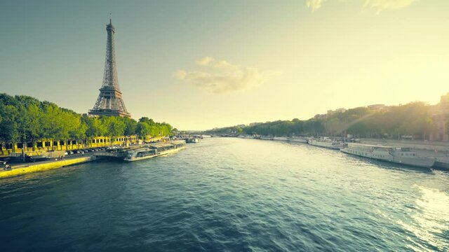 Eiffel tower and sunny morning, Paris, France