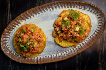 Patacones de Salmon patagonico