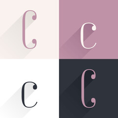 C letter condensed serif font set.
