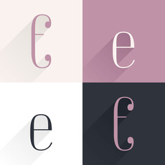 E letter condensed serif font set.