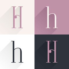 H letter condensed serif font set.