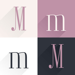 M letter condensed serif font set.