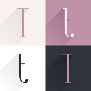 T letter condensed serif font set.