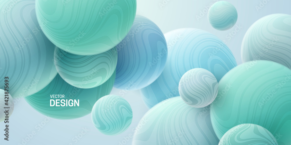Aufkleber abstract background with 3d dynamic spheres