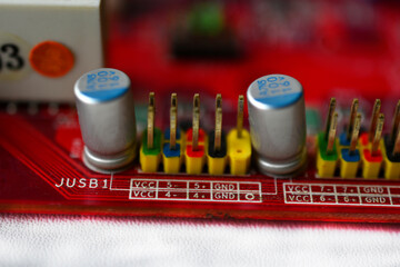 Motherboard chip with elements nodes close up