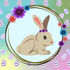 easter bunny with easter eggs