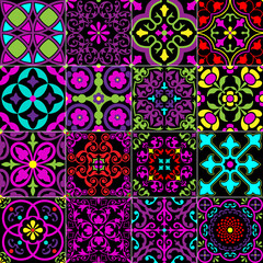 neon bright ornate seamless tile patterns