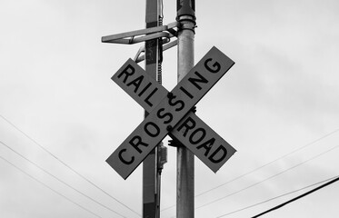 Railroad crossing sign Black and White