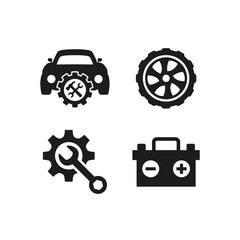 Car service and repair icons set on white background.