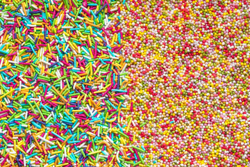 Multicolored ball-shaped vs rod-shaped sprinkles