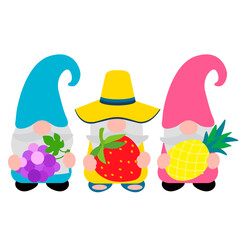 Cute summer gnome, vector illustration art.