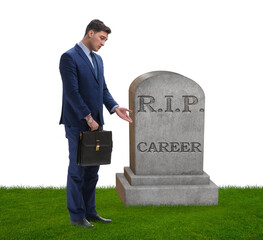 Businessman employee mourning his unsuccessul career