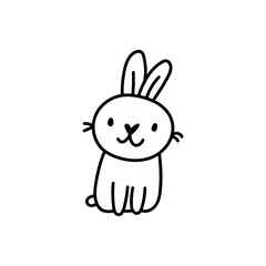 Hand drawn cute doodle easter bunny character