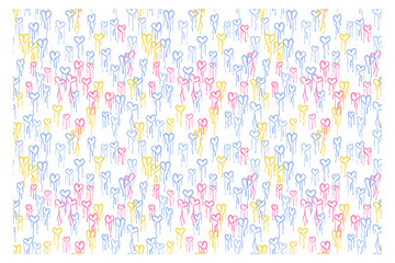Horizontal seamless pattern of graffiti hearts with smudges. Image for a poster or cover. Vector illustration. Repeating texture. Figure for textiles.