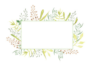 hand drawn watercolor botanical  frame with flowers