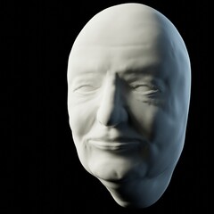 3D model of old men's head on a black background