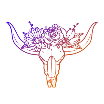 recommend clip art: Longhorn Rose Flower with Vintage Animal Design. Skull Floral frame ornament vector style. Decoration Design Wreat illustration.