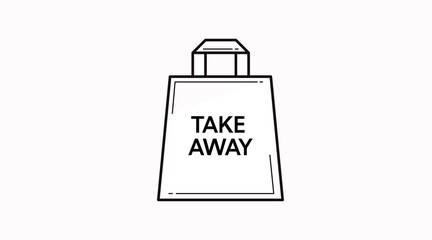 Vector Isolated Black and White Take Away Bag Icon or Sign