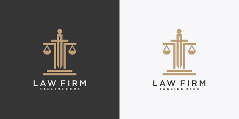 Symbol of justice law with creative concept. law firm, law office, attorney services