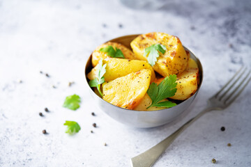 Roasted potato in a bowl