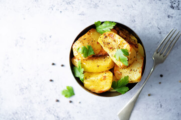 Roasted potato in a bowl