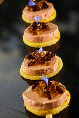 Canape Foie Gras with Sauternes Jelly. Shallow dof. © sarymsakov.com