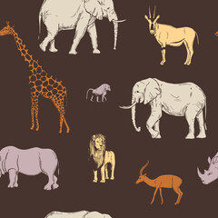 Vector pattern with african animals.