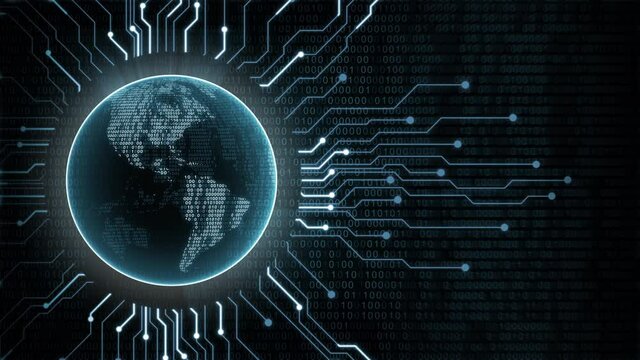 Abstract Technological Blue Earth Planet Loop Animation