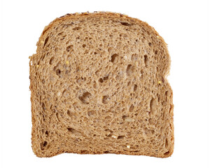 A  slice of brown bread with cereals isolated