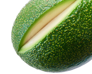 Ripen avocado close up partially cut
